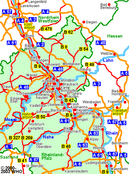 Map of Germany Rhine River Valley Cologne airport Frankfurt airport. - daun-frankfurt-438,  2000-2003 WHO